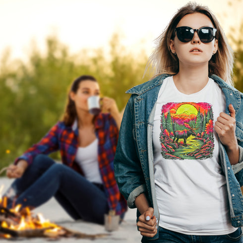 Moose in the Mountains Crewneck T-Shirt-Unisex